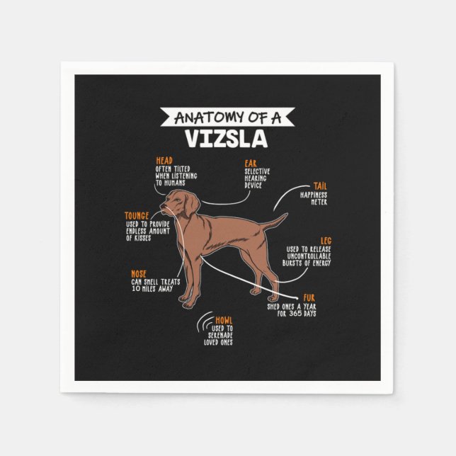 Serviette En Papier Anatomie D'Un Chien Vizsla (Devant)