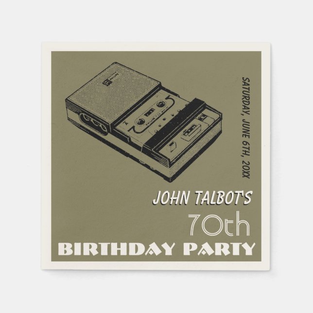 Serviette En Papier Ancien magnétophone 70e anniversaire Papier de fêt (Devant)