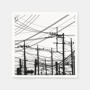 Serviette En Papier Ancien téléphone et lignes électriques