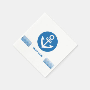Serviette En Papier Ancrage de bateau bleu avec texte personnalisable