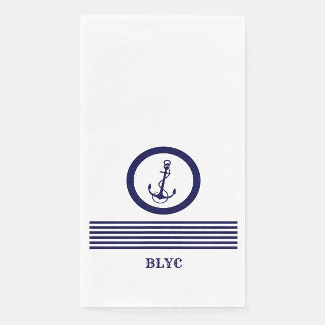 Serviette En Papier Ancrage et rayures royales bleues (Devant)