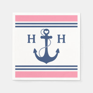 Serviette En Papier Ancre Cardiaque rose