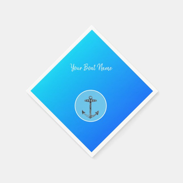 Serviette En Papier ancre dans la mer - votre nom de bateau (Coin)