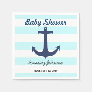 Serviette En Papier Ancre marine Bleu Bleu Baby shower des rayures