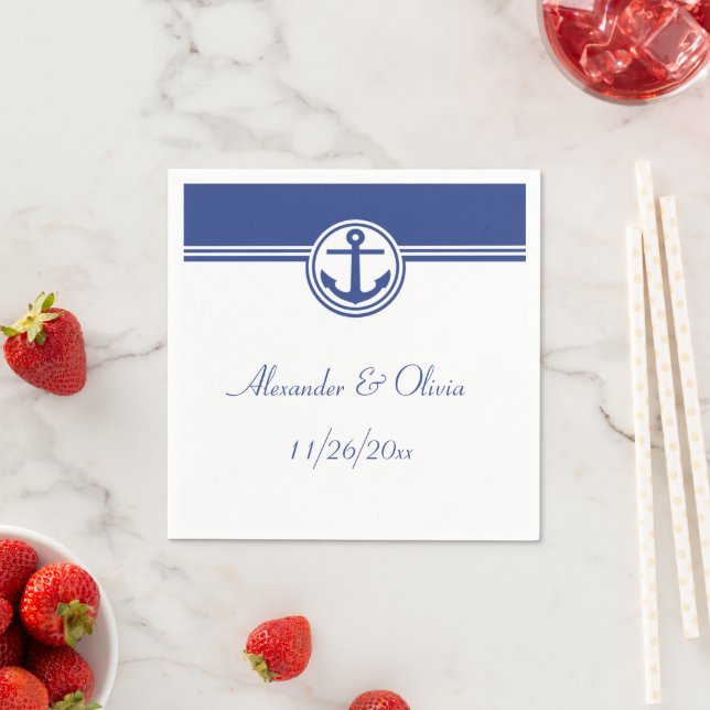 Serviette En Papier Ancre marine Blue Nautical (En situation)