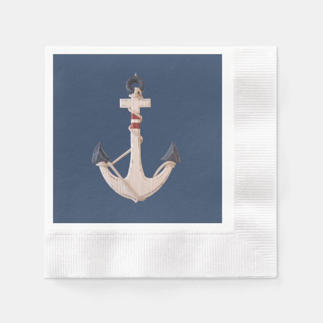 Serviette En Papier ancre nautique avec corde (Devant)