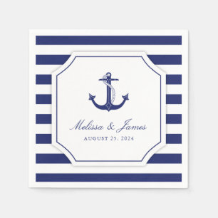 Serviette En Papier Ancre nautique Bleu Mariage
