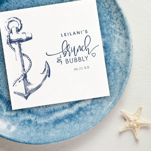 Serviette En Papier Ancre nautique Brunch Bubbly Blanc