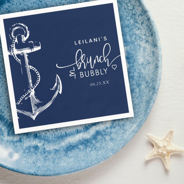 Serviette En Papier Ancre nautique Brunch Bubbly Marine Bleu (Créateur téléchargé)