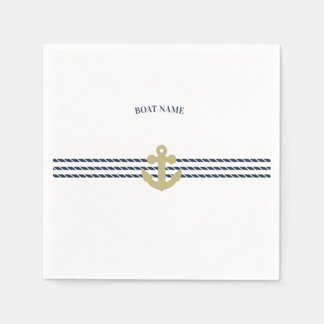 Serviette En Papier Ancre nautique, Corde (Devant)