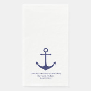 Serviette En Papier ancre nautique mariage marine bleu blanc