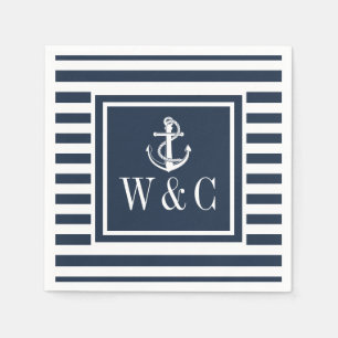 Serviette En Papier Ancre nautique Monogramme Marine Bleu Bleu