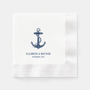 Serviette En Papier Ancre nautique Plage Mariage Personnalisé