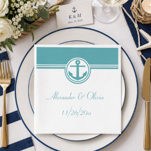 Serviette En Papier Ancre nautique sarcelle