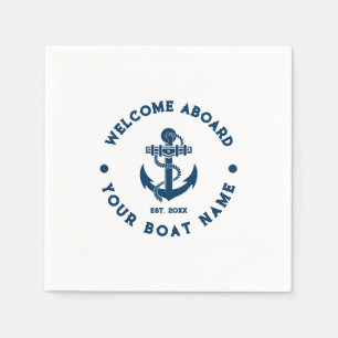 Serviette En Papier Ancre Nautique Vintage Bleue Et Bleue Marine