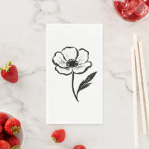 Anémone à l'encre Art minimaliste de fleurs à coup