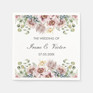 Serviette En Papier Anemone Blush   Palette Dusty mariage personnalisé