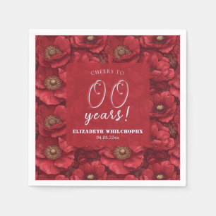 Serviette En Papier Anémones de Nature Rouge Fleur Luxe Son Anniversai