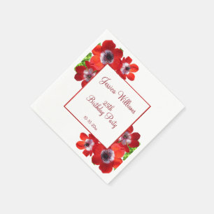 Serviette En Papier Anémones Rouges Romantiques Floral 25e Anniversair