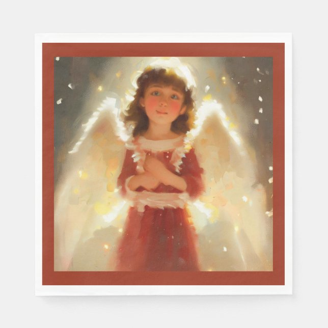 Serviette En Papier Ange de Noël 4 (Devant)