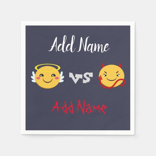 Serviette En Papier Angel vs Devil Emoji PEressonalize (Devant)