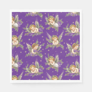 Serviette En Papier Anges modernes motif violet