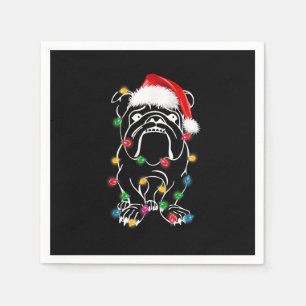 Serviette En Papier Anglais Buldog Dog Lights Christmas Matching Fami