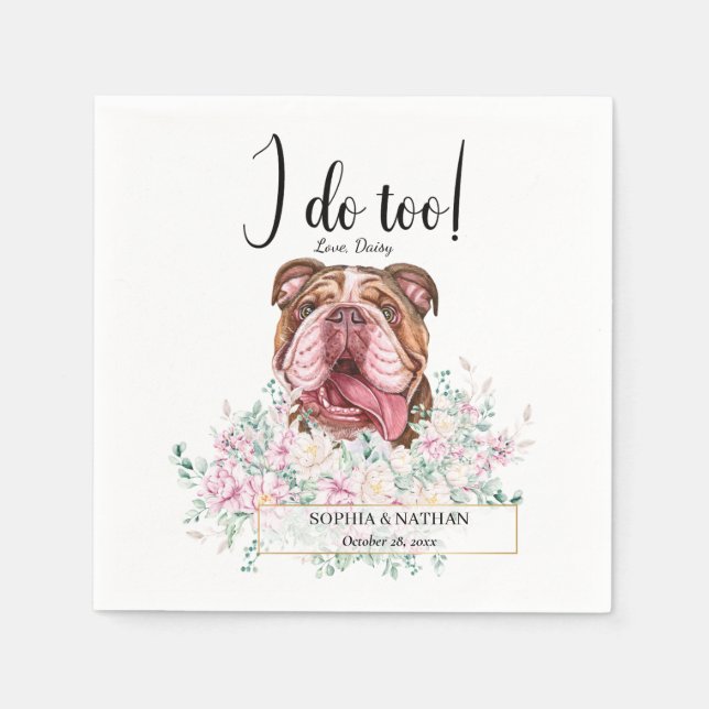 Serviette En Papier Anglais Bulldog Mariage Cocktail Napkins (Devant)
