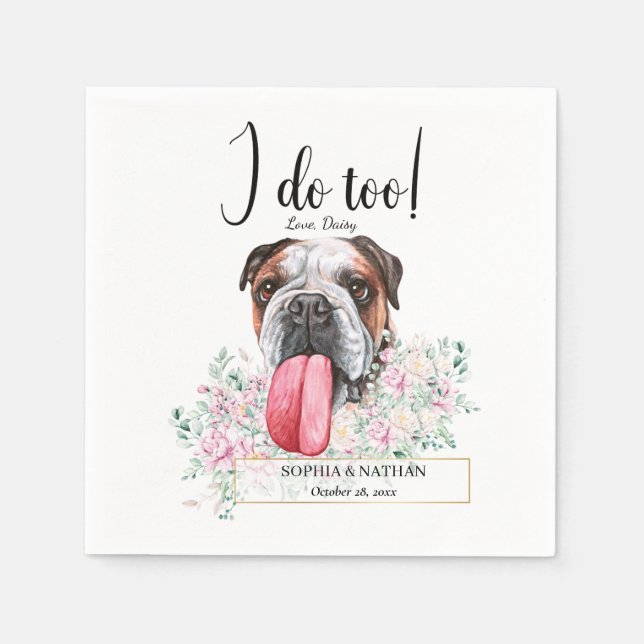 Serviette En Papier Anglais Bulldog Mariage Cocktail Napkins (Devant)