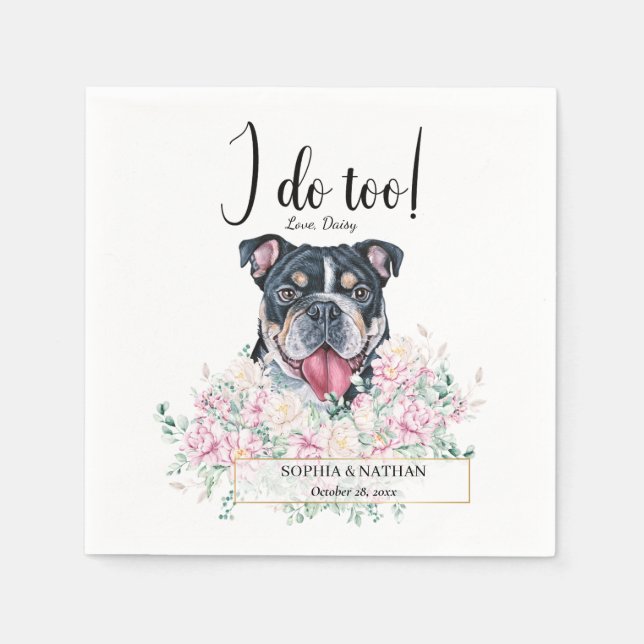 Serviette En Papier Anglais Bulldog Mariage Cocktail Napkins (Devant)