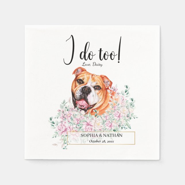 Serviette En Papier Anglais Bulldog Mariage Cocktail Napkins (Devant)
