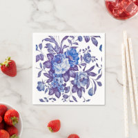 Anglais Jardin Bleu Vintage Floral Pourpre Dîner