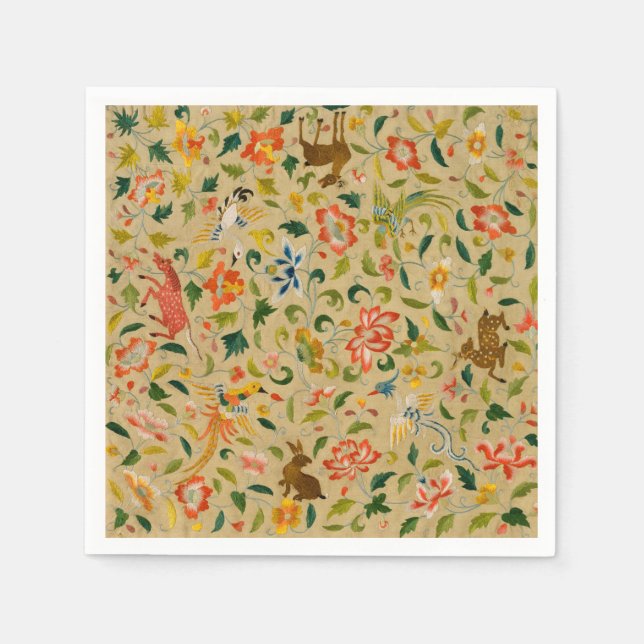 Serviette En Papier Animal Antique Cheval Oiseau Deer Rabbit (Devant)