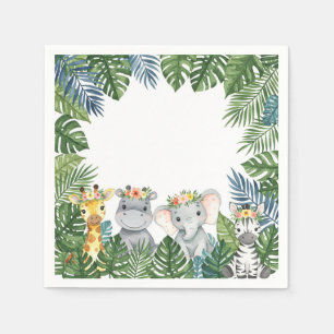 SERVIETTE EN PAPIER ANIMAL BÉBÉ AUX NAPKINS FLEURS DE LA COURONNE