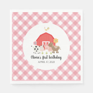 Serviette En Papier Animal de ferme Anniversaire de fête serviettes ro