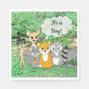 Serviette En Papier Animal de forêt Thème C'est un Baby shower garçon