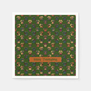Serviette En Papier Animal Paw Silhouette Thanksgiving Pawty Dk Green