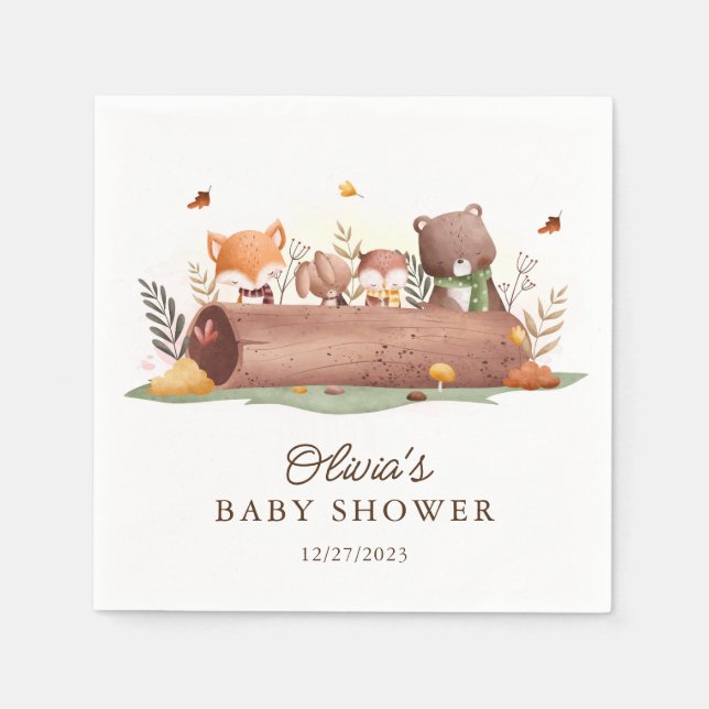 Serviette En Papier Animaux adorables des bois (Devant)