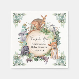 Serviette En Papier Animaux australiens sauvages gomme rustique Feuill