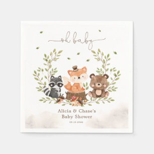 Serviette En Papier Animaux de bois bébé garçon douche Invitation