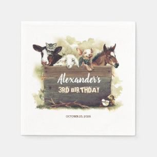 Serviette En Papier Animaux de ferme Anniversaire mignon