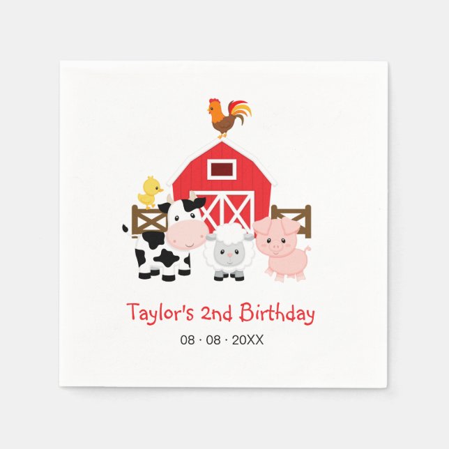 Serviette En Papier Animaux de ferme Banyard Anniversaire / Papier Bab (Devant)