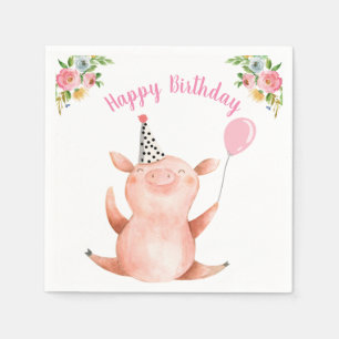 Serviette En Papier Animaux de ferme Cochon fille Anniversaire Barnyar