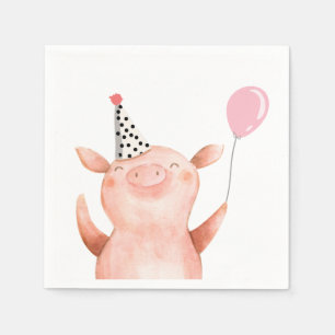 Serviette En Papier Animaux de ferme Cochon fille Anniversaire Barnyar