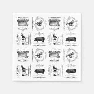 Serviette En Papier animaux de ferme français vintages modernes