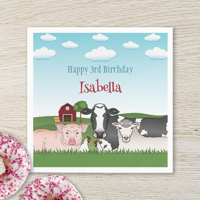 Serviette En Papier Animaux de ferme Illustration Enfant's Barnyard An (Créateur téléchargé)
