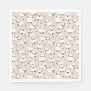 Serviette En Papier Animaux de ferme mignons dessinés à la main Mouton