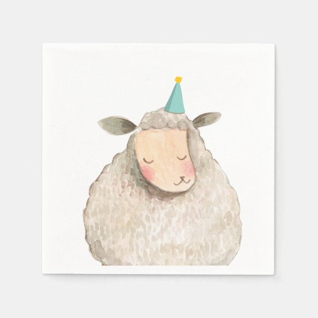 Serviette En Papier Animaux de ferme Mouton Anniversaire Barnyard Part (Devant)