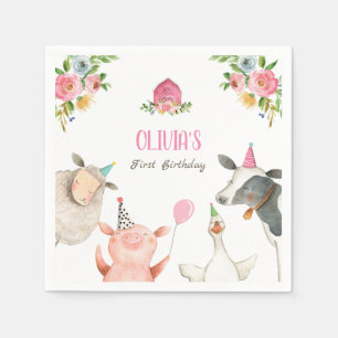 Serviette En Papier Animaux de ferme Zoo Fille Anniversaire Barnyard r