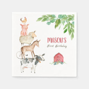 Serviette En Papier Animaux de ferme Zoo Garçon Anniversaire Barnyard